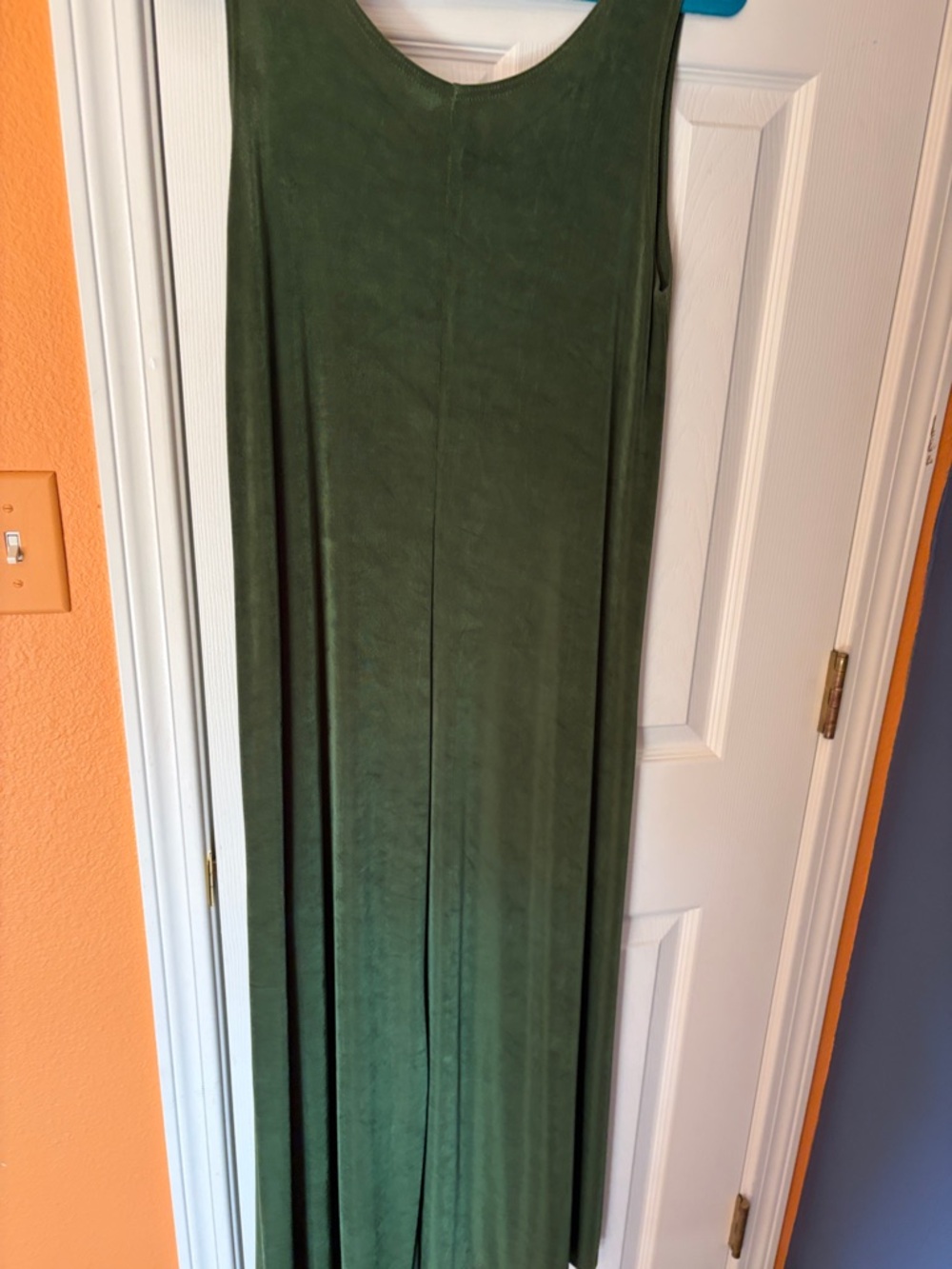 Olive Green Sleeveless Maxi Dress - Casual Scoop Neck - Picture 3 of 3
